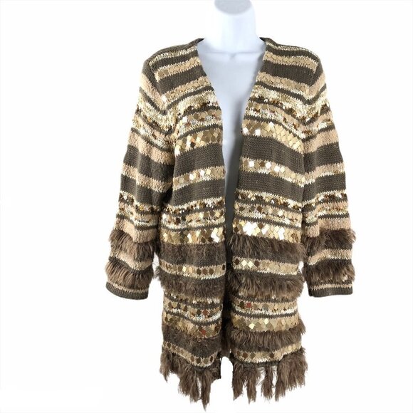 Chico’s Wool Blend Sequined Multi-Textured Greta Cardigan Size 2 Sweater - Picture 3 of 7